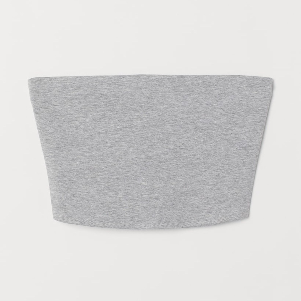 H&M Grey Jersey Strapless Tube Crop Top Womens L